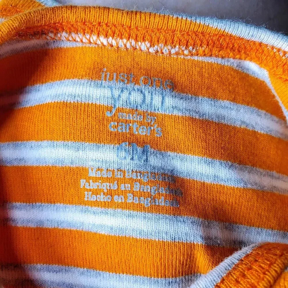 Carter's Baby Boy 6m 6 months Cotton Striped Bodysuit Bundle Orange Blue NWOT